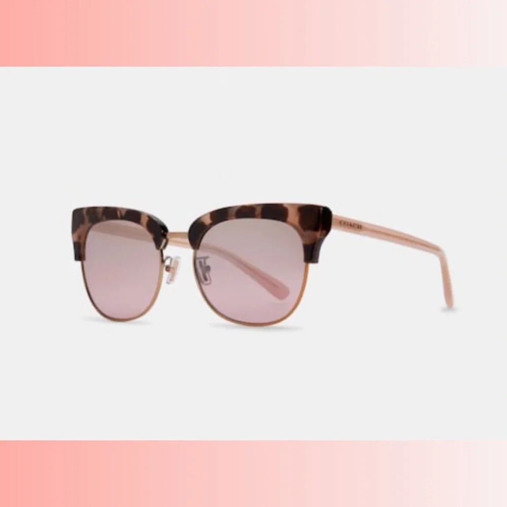 COACH SEMI RIMLESS PINK TORTOISE BOBBI SUNGLASSES ALL SEASONS - Picture 4 of 9